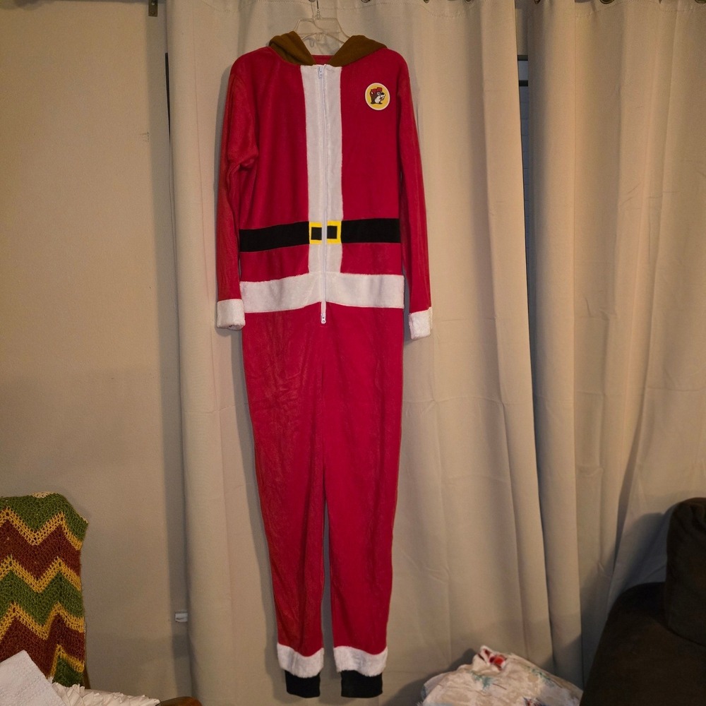 Buc-ee's Santa Pajamas Adult Large/Extra Large Red Christmas One Piece Jumpsuit